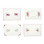 4PCs 42 x 28.5cm Embroidery Christmas Tableware Mat Dinner Placemats