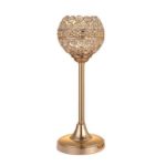 35cm Golden Crystal Hollow-carved Candle Holder Dining Table Decorations