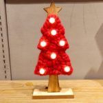 1PC 13cm Mini Yarn Wooden Christmas Tree Ornament with LED Lights