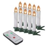 10PCs Clip on Christmas Tree Flameless LED Taper Candle Lights with Remote Control