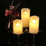 3PCs Flameless LED Dancing Flame Pillar Candle Lights with Remote Control