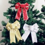 6PCs Glitter Powder Christmas Bowknot Tree Decoration – 17 x 21 cm
