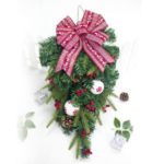 8pcs Christmas Artificial Vine Decor with Pine Cone & Red Berry & Bowknot