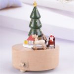 Spinning Wooden Christmas Tree Reindeer Music Box Tabletop Decor