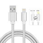 Creative 2 in 1 Braided USB to 8 Pin / Micro USB Charging Cable – Random Color