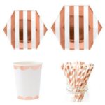 Hexagonal Hot Stamping Disposable Paper Plates & Cups & Straws Tableware Set