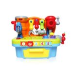 Multifunction Musical Learning Tool Workbench Toy Set with Shape Sorter Tool for Kids