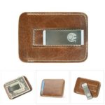 Unisex Vintage Wax Leather Card Holder Wallet Purse with Metal Clip