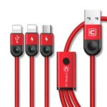 Cafele 3 in 1 Braided Charging Data Sync Cable iPhone + Android + Type-C