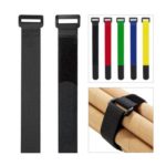 30pcs Self Adhesive Reusable Hook and Loop Cable Tie Wrap with Plastic Buckle – Random Color