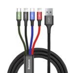 BASEUS 4 in 1 Fish Line Braided Charging Cable with 8-Pin x 2/ Type-C/ Micro USB Port