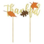 New 
                        
                            Halloween Cake Topper Decorative Inserted Card Maple Leaf Thankful Version – Yellow