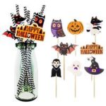 New 
                        
                            8pcs Halloween Cake Topper Decorative Inserted Card For Food Cupcake