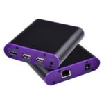 New 
                        
                            Measy CAT871-KVM 120m Optical Fiber Ethernet Extender 1080p 60Hz HD Audio Video Transmitter Receiver EU Plug – Black / Purple