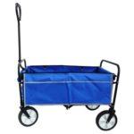 New 
                        
                            Folding Station Wagon Adjustable Handles 600 Denier Fabric Rubber Wheels With Bundle Rope – Blue