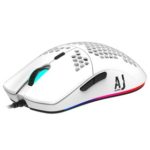 New 
                        
                            Ajazz AJ390 Ultralight Optical Wired Mouse Hollow-out RGB Light 16000 DPI Adjustable 7 keys – White