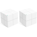 New 2PCS TENDA MW6 Mesh 2.4GHz + 5GHz WiFi Router Through-Wall Full Coverage Smart QoS AC1200 Dual Frequency Support MU-MIMO Technology APP Control – White
