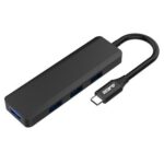 New Ajazz AT101P 5-in-1 Type-C To 4 x USB 3.0 + PD Fast Charge HUB Adapter Support OTG For iP Laptops / Windows 10 / Google Chrome OS Smartphone Tablet – Black