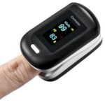 New Portable Fingertip Pulse Oximeter Blood Oxygen Heart Rate Saturation Monitor LCD Display Home Physical Health Oximeter with Lanyard – Black + White