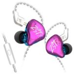 New KZ ZST-X 1BA+1DD Drivers Hybrid HIFI Bass Earbuds with Mic In-Ear Monitor Noise Cancelling Sports Earphones Silver Plated Cable – Purple