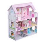 New DIY Large Children’s Wooden Dollhouse Kid House with Furniture – Pink