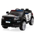 New LEADZM JC002 Kids Police Ride On Car 12V 2.4G Electric Cars with LED Light Music and Horn.- Black