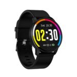 New Makibes Q20 Smartwatch Blood Pressure Monitor 1.22 Inch IPS Screen IP67 Water Resistant Heart Rate Sleep Tracker Silicon Strap – Black