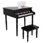 New 30-key Children’s Wooden Piano Four Feet with Music Stand Mechanical Sound Quality – Black