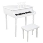 New 30-key Children’s Wooden Piano Four Feet with Music Stand Mechanical Sound Quality – White