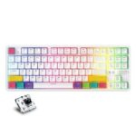 New AJAZZ K870T RGB Mechanical Keyboard 87 Keys Wireless Bluetooth + Type-C Wired Dual Mode Mechanical Switch Gaming Keyboard – Black Switch