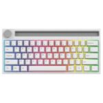 New Ajazz K620T Bluetooth Wireless/Wired Dual Mode Mechanical Keyboard with 4400mA Battery RGB Backlit – White with Blue Switch