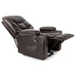 New Electric Lift Leather Multifunction Massage Recliner Waist Heating Water and Pollution Resistant For Reading Resting Watching TV – Brown