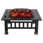 New Multifunctional Square Iron Stove With Cover For Terrace Outdoor Courtyard Keep Warm Barbecue – Black