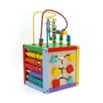 New 5in1 Wooden Learning Bead Maze Cube 8×8 Inch Activity Center Educational Toy