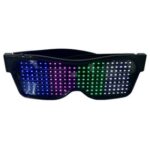 New SL-004 Rechargeable Impact Resistant LED Light Emitting Bluetooth Glasses 200 Lamp Beads APP Control Support Multiple Language Editing Used for Halloween, Electronic Music, Disco, Bar – Black Frame Four Colors