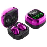 New S6 Plus Bluetooth 5.1 TWS Earphones With LED Display JIELI 6963 – Purple
