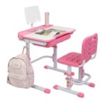 New 70CM Kids Study Desk and Chair Set Lifting Table Tilt Top with Reading Stand – Pink