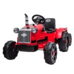 New LEADZM LZ-9959 Toy Tractor with Trailer 3-Gear-Shift Ground Loader LED Lights – Red
