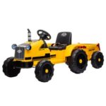 New LEADZM LZ-9959 Toy Tractor with Trailer 3-Gear-Shift Ground Loader LED Lights – Yellow