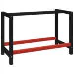 New Work Bench Frame Metal 120x57x79 cm Black and Red