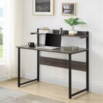 New Home Office Multifunctional Computer Desk with Storage Shelf – Brown