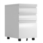 New Home Office Steel Removable File Cabinet with 3 Drawers and Casters – White