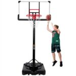 New Outdoor Portable Basketball Stand 18″ Rim 6.6-10 Ft Adjustable Height For Youth & Adult Use – Black