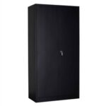New Steel Storage Cabinet , 5 Shelf Metal Storage Cabinet with 4 Adjustable Shelves and Lockable Doors （Black）