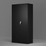 New Five-layer Steel Storage Cabinet with Adjustable Partitions and Lockable Doors – Black