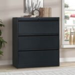 New Home Office Steel Lateral File Cabinet with 3 Drawers and Lock – Black