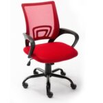 New Home Office Mesh Swivel Chair Adjustable Height with Armrests and Ergonomics Backrest – Red