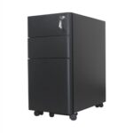 New Home Office Lockable File Cabinet with 3 Storage Drawers and Wheels – Black