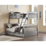 New ACME Harley Twin-Over-Full Size Bunk Bed Frame with 2 Storage Drawers, and Wooden Slats Support, No Spring Box Required (Frame Only) – Gray