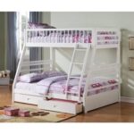 New ACME Jason Twin-Over-Full Size Bunk Bed Frame with 2 Storage Drawers, and Wooden Slats Support, No Spring Box Required (Frame Only) – White